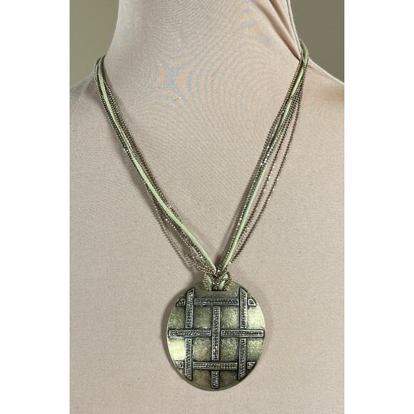 Gold Tone Necklace Tribal Medallion Pendant Multi Strand - Picture 1 of 4